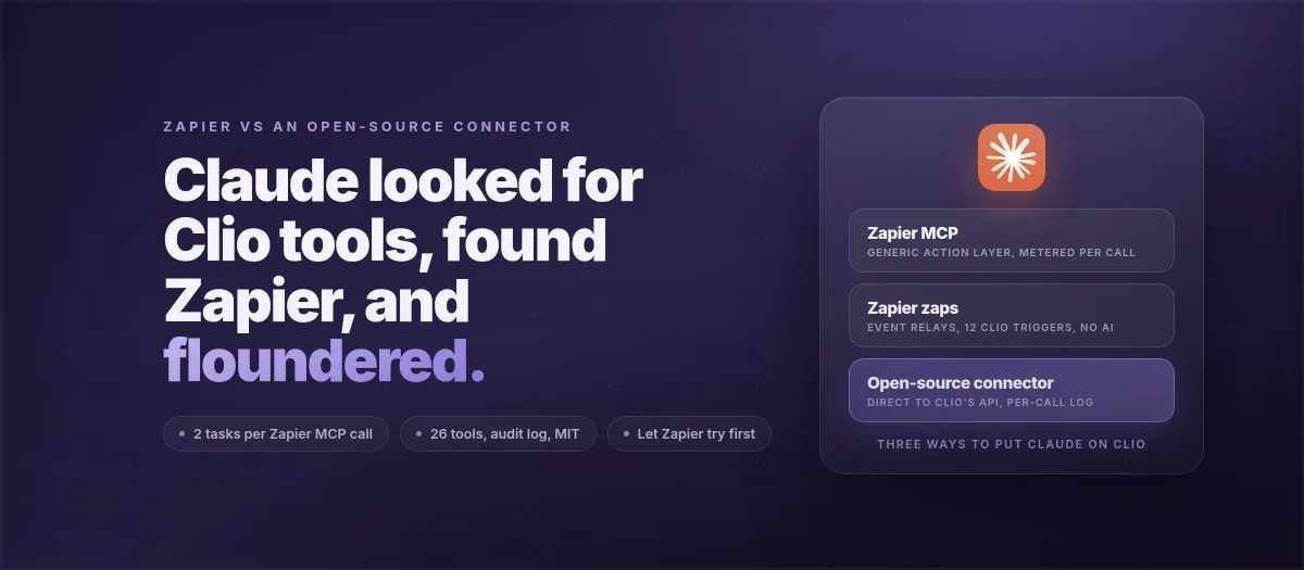 Zapier's Clio MCP vs an Open-Source Connector: What a Buyer Saw on a Live Call